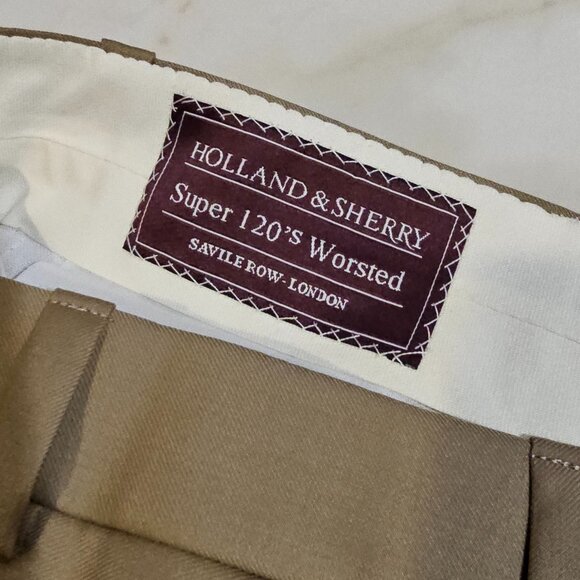 LkNw Holland & Sherry Super 120's Wool Savile Row London Pants 36W X 27L - Picture 2 of 3